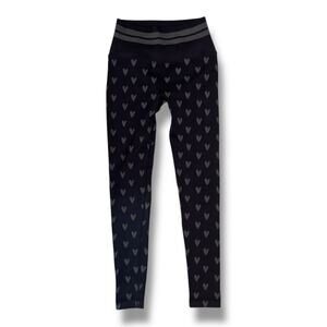 Spiritual Gangster Rosalie Knit Heart Print Legging Black Gray XS/S Jacquard